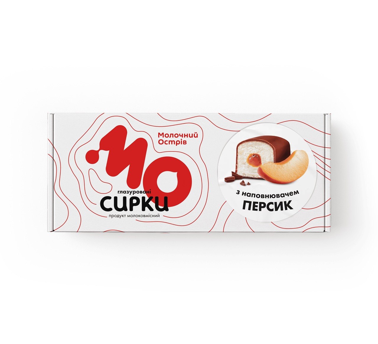 Сирок глазурований Молочний Острів молоковмісний з цукром та наповнювачем персик 215 гр